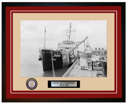 USCGC BUTTONWOOD WLB 306 Framed Coast Guard Ship Photo Burgundy 27WLB306