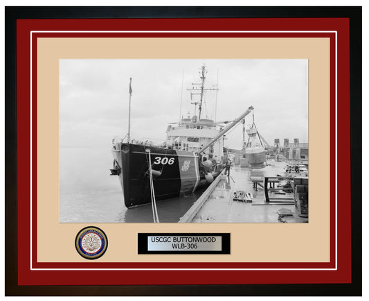 USCGC BUTTONWOOD WLB 306 Framed Coast Guard Ship Photo Burgundy 27WLB306