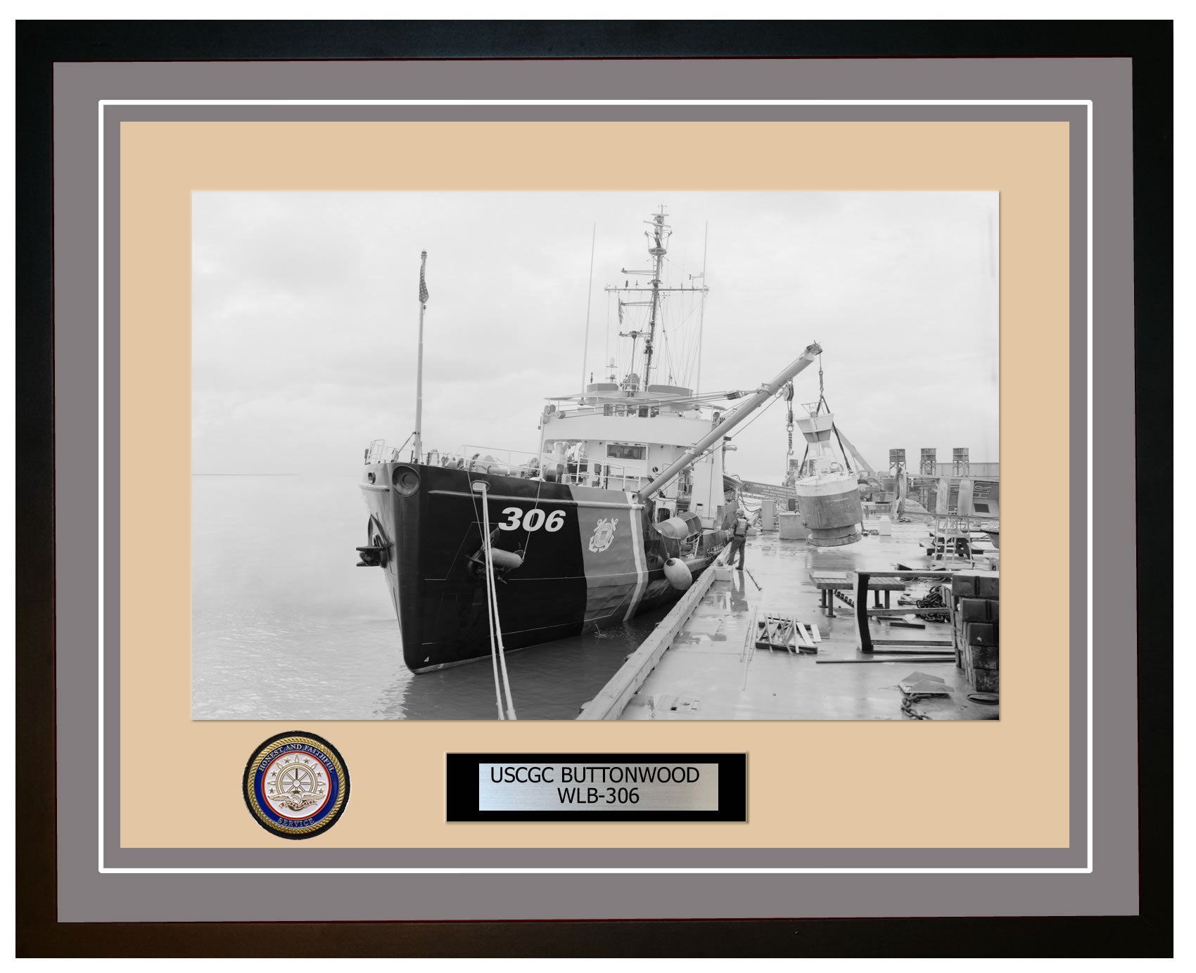 USCGC BUTTONWOOD WLB 306 Framed Coast Guard Ship Photo Grey 27WLB306