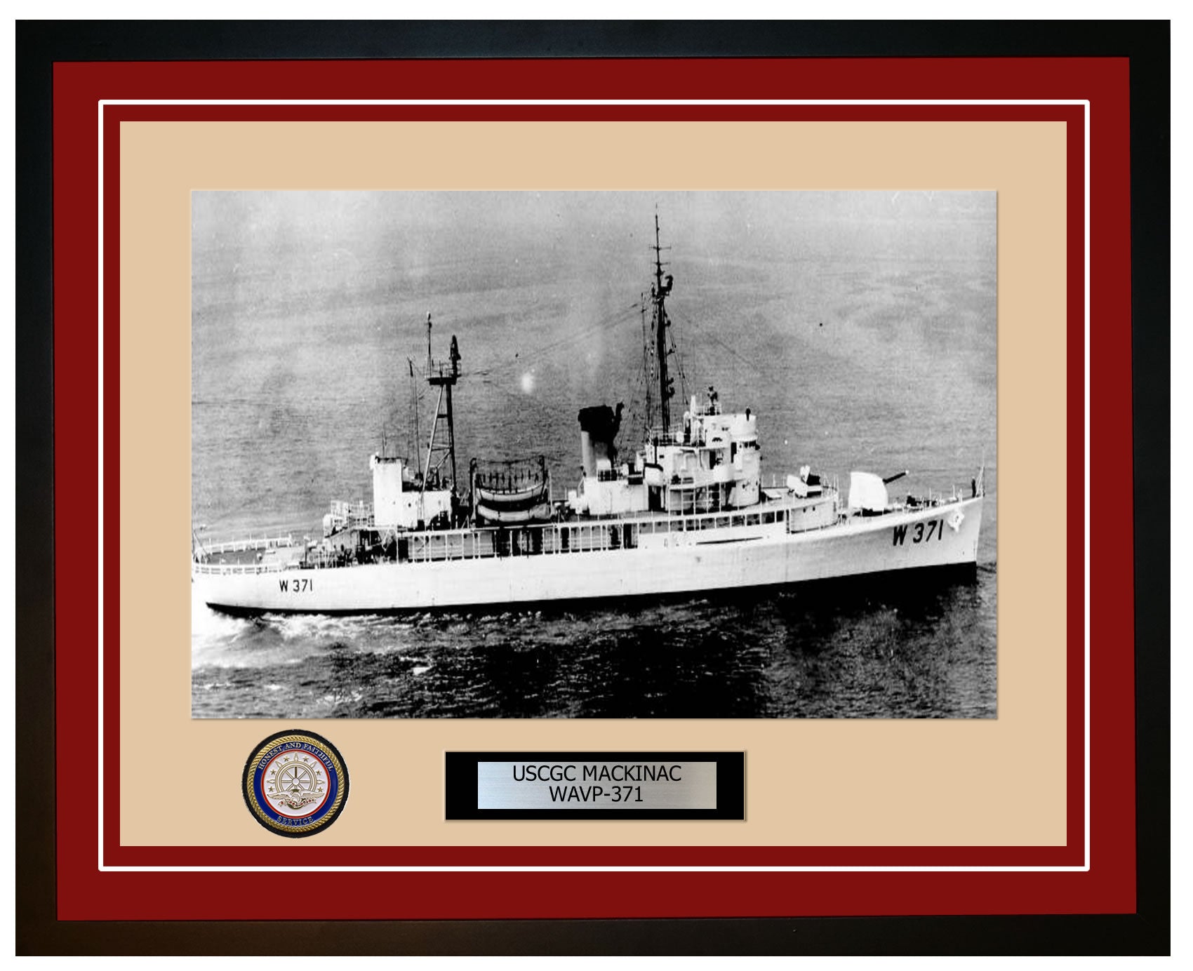 USCGC MACKINAC WAVP 371 Framed Coast Guard Ship Photo Burgundy 280WAVP371