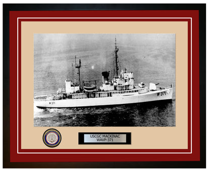 USCGC MACKINAC WAVP 371 Framed Coast Guard Ship Photo Burgundy 280WAVP371