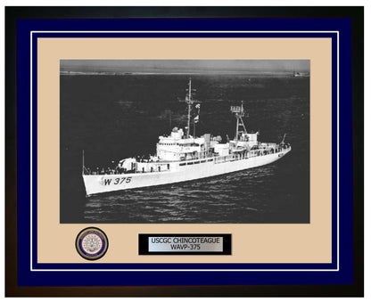 USCGC CHINCOTEAGUE WAVP 375 Framed Coast Guard Ship Photo Blue 282WAVP375
