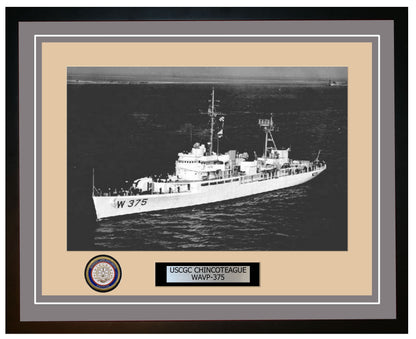 USCGC CHINCOTEAGUE WAVP 375 Framed Coast Guard Ship Photo Grey 282WAVP375