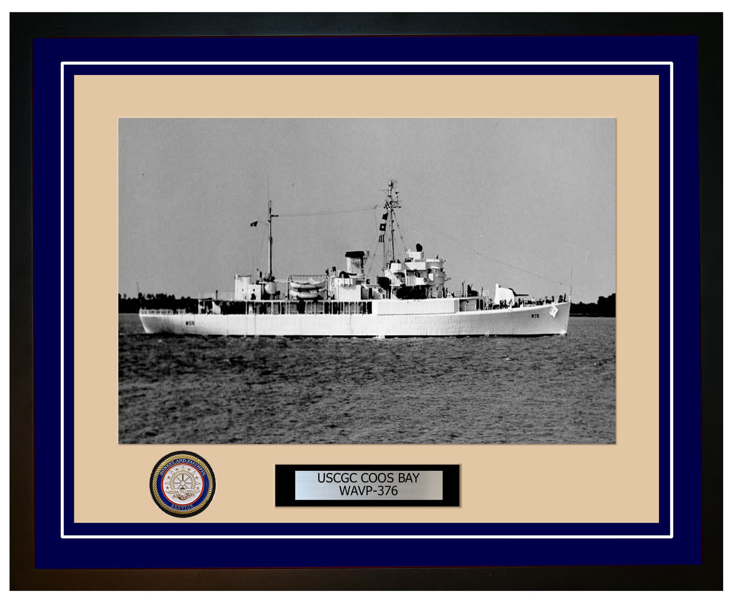 USCGC COOS BAY WAVP 376 Framed Coast Guard Ship Photo Blue 283WAVP376