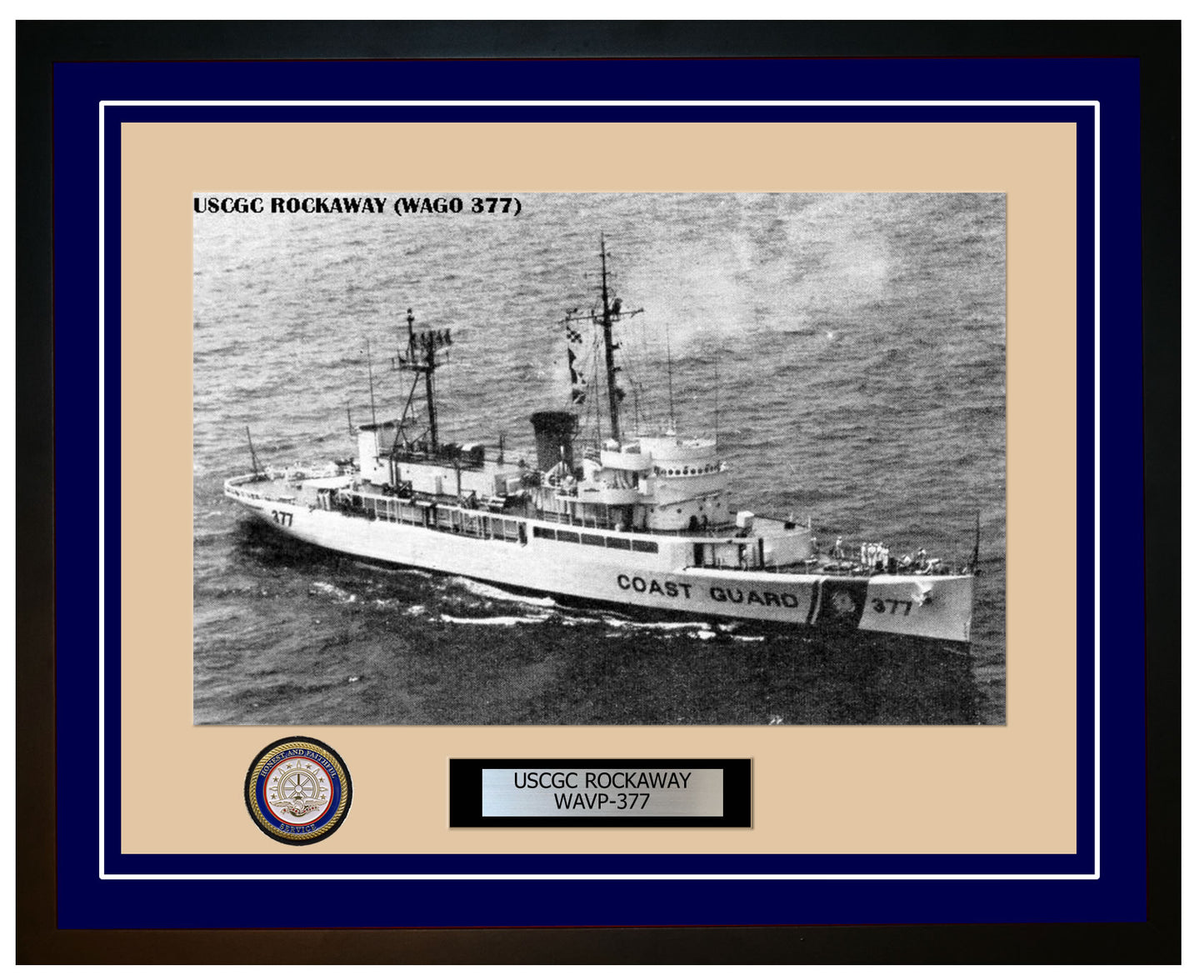USCGC ROCKAWAY WAVP 377 Framed Coast Guard Ship Photo Blue 284WAVP377