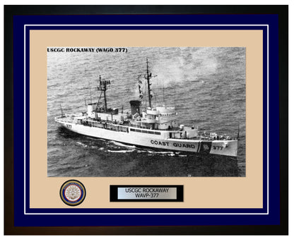 USCGC ROCKAWAY WAVP 377 Framed Coast Guard Ship Photo Blue 284WAVP377