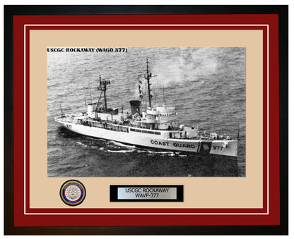 USCGC ROCKAWAY WAVP 377 Framed Coast Guard Ship Photo Burgundy 284WAVP377