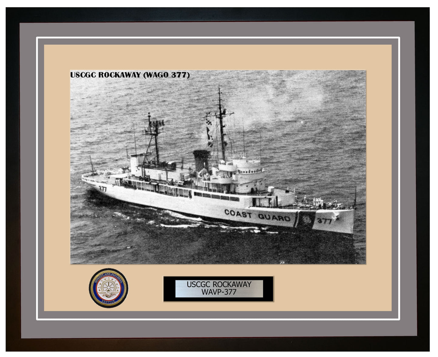 USCGC ROCKAWAY WAVP 377 Framed Coast Guard Ship Photo Grey 284WAVP377