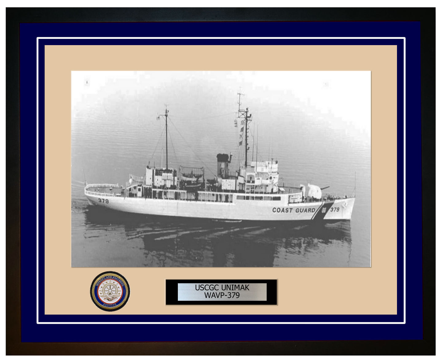 USCGC UNIMAK WAVP 379 Framed Coast Guard Ship Photo Blue 285WAVP379