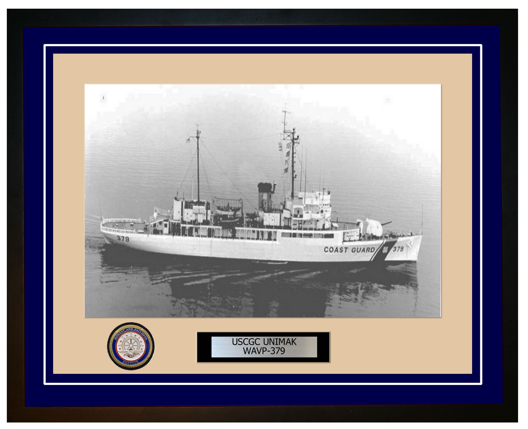 USCGC UNIMAK WAVP 379 Framed Coast Guard Ship Photo Blue 285WAVP379