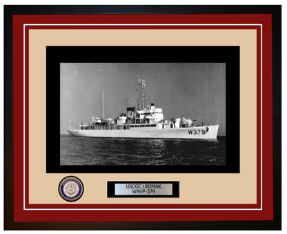 USCGC UNIMAK WAVP 379 Framed Coast Guard Ship Photo Burgundy 286WAVP379