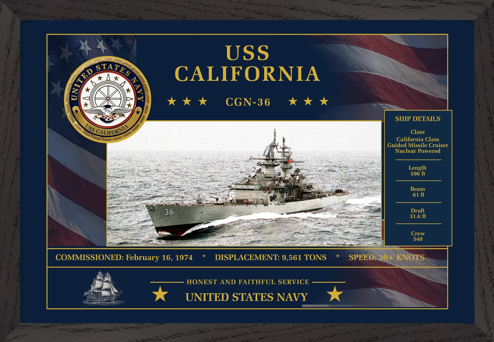 USS California CGN-36 Framed Patriotic Art