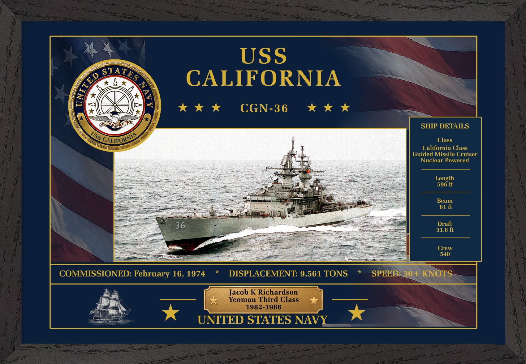 USS California CGN-36 Framed Patriotic Art