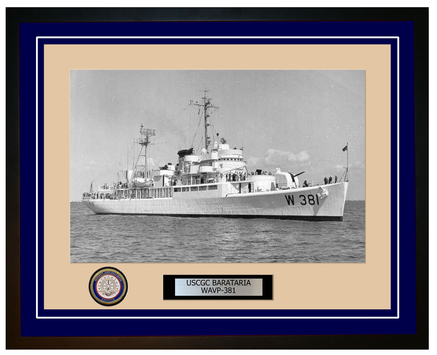 USCGC BARATARIA WAVP 381 Framed Coast Guard Ship Photo Blue 287WAVP381