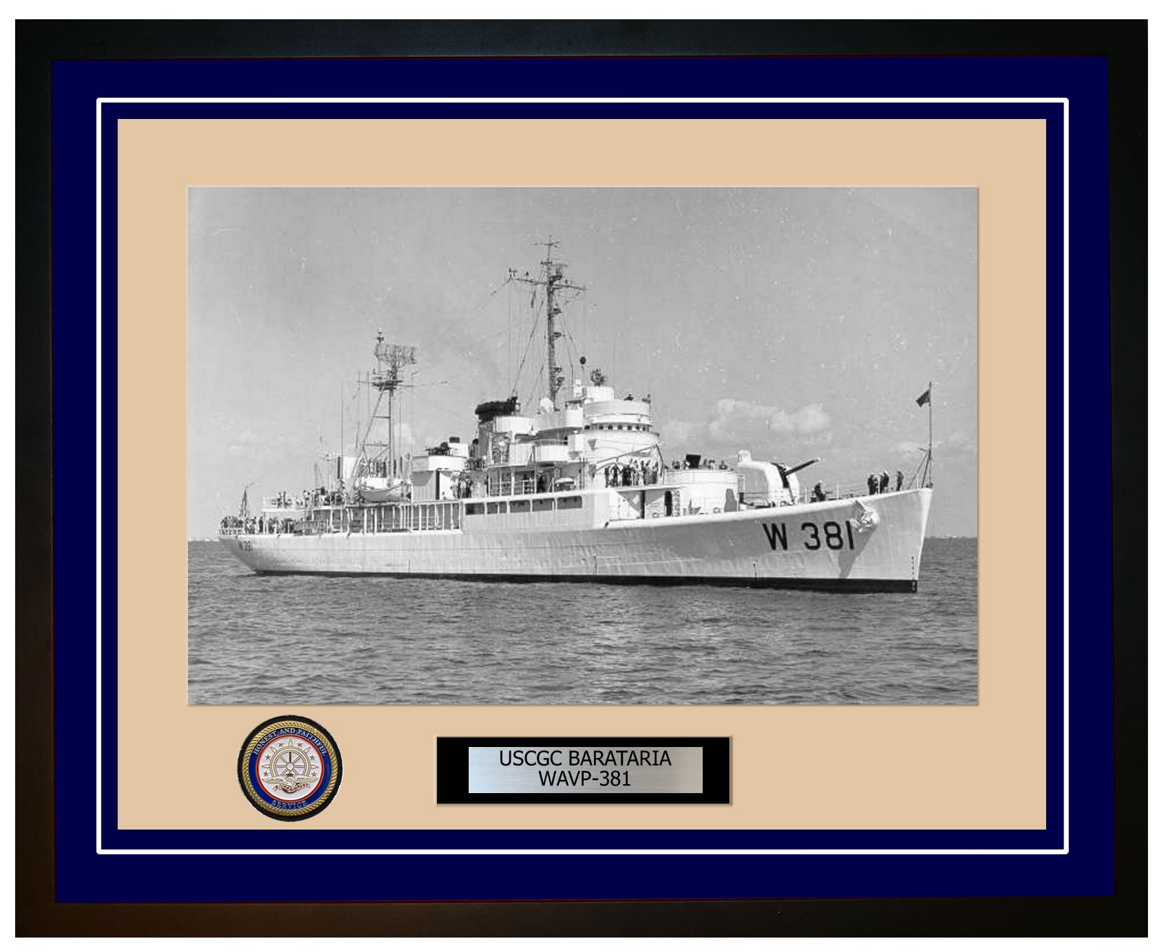 USCGC BARATARIA WAVP 381 Framed Coast Guard Ship Photo Blue 287WAVP381