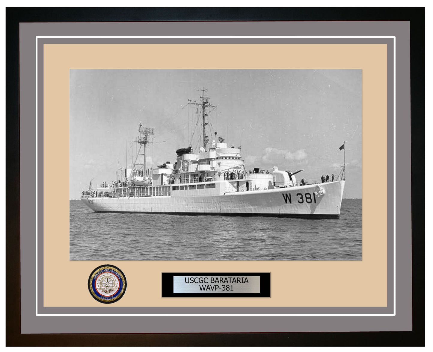 USCGC BARATARIA WAVP 381 Framed Coast Guard Ship Photo Grey 287WAVP381