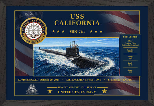 USS California SSN-781 Framed Patriotic Art