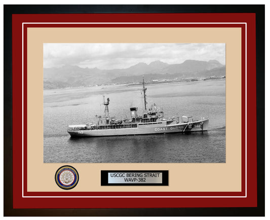 USCGC BERING STRAIT WAVP 382 Framed Coast Guard Ship Photo Burgundy 288WAVP382
