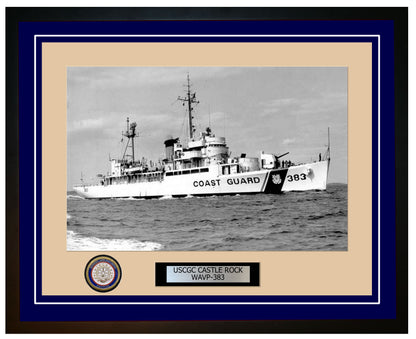 USCGC CASTLE ROCK WAVP 383 Framed Coast Guard Ship Photo Blue 289WAVP383