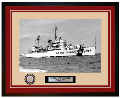 USCGC CASTLE ROCK WAVP 383 Framed Coast Guard Ship Photo Burgundy 289WAVP383