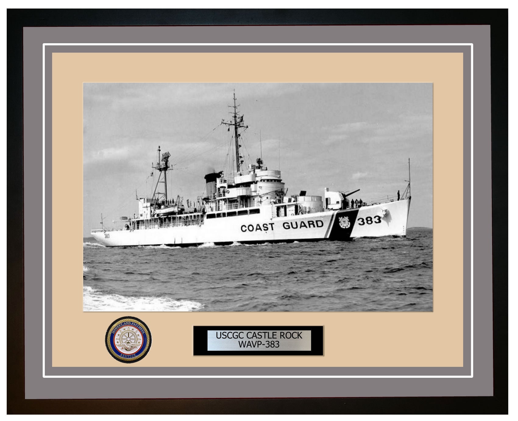 USCGC CASTLE ROCK WAVP 383 Framed Coast Guard Ship Photo Grey 289WAVP383