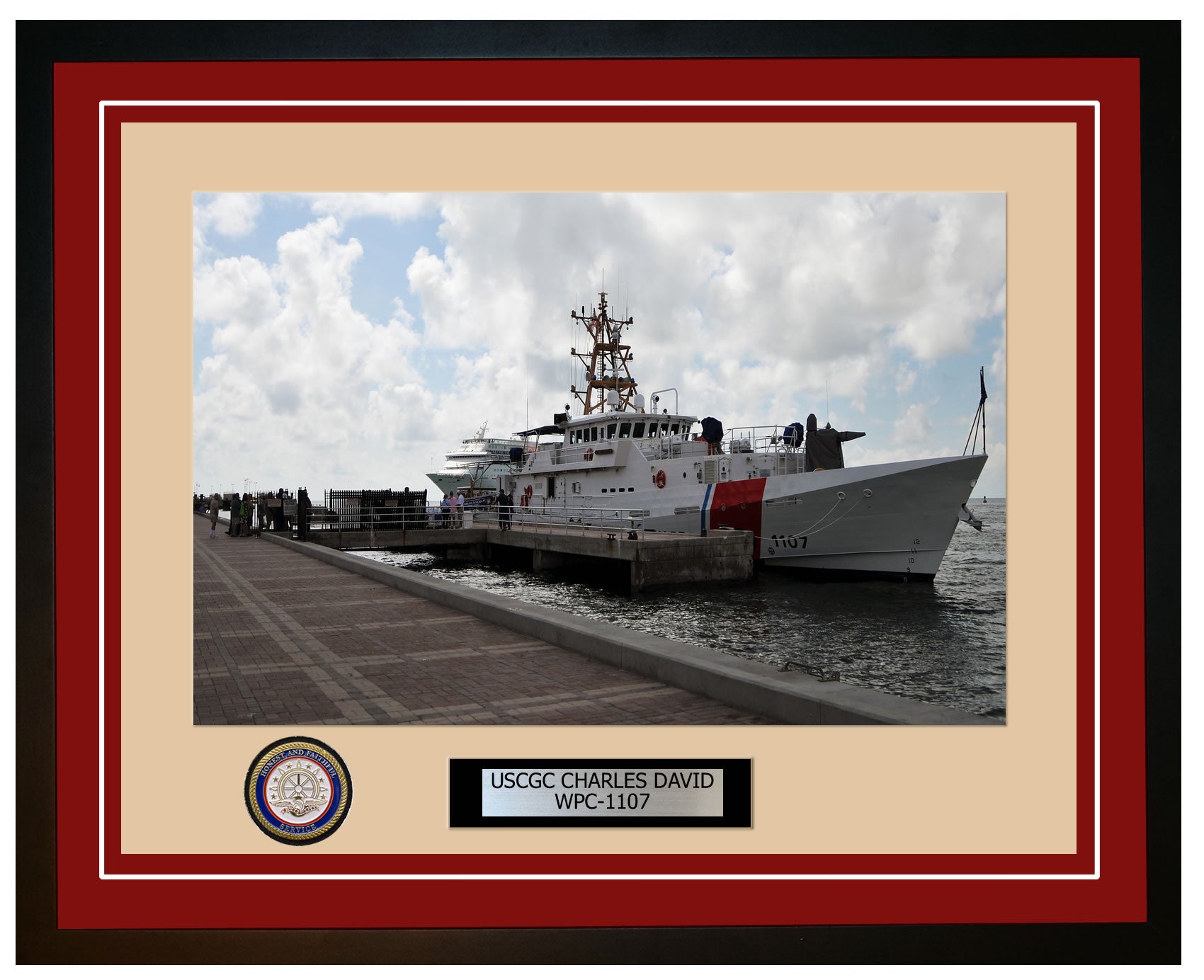 USCGC CHARLES DAVID WPC 1107 Framed Coast Guard Ship Photo Burgundy 28WPC1107