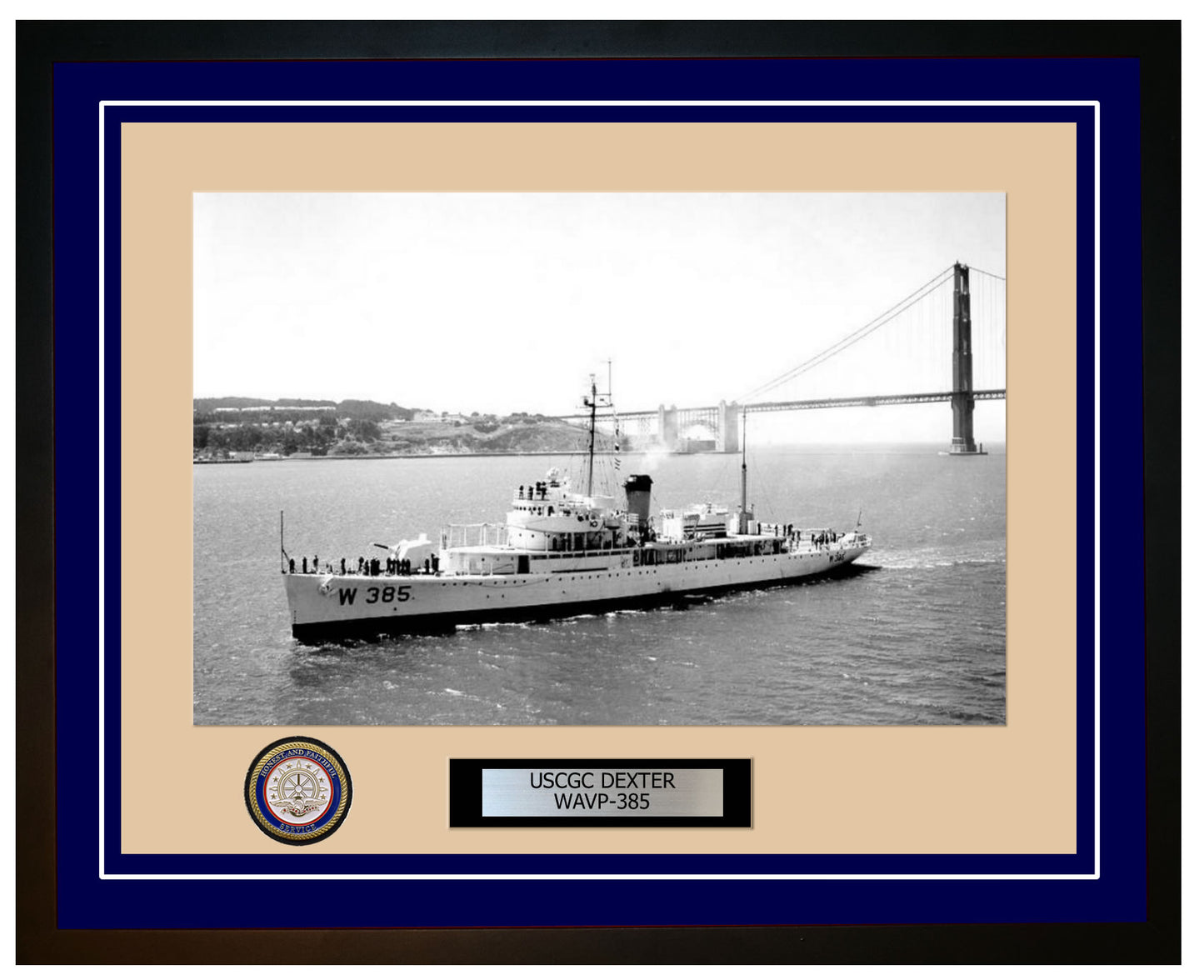 USCGC DEXTER WAVP 385 Framed Coast Guard Ship Photo Blue 290WAVP385