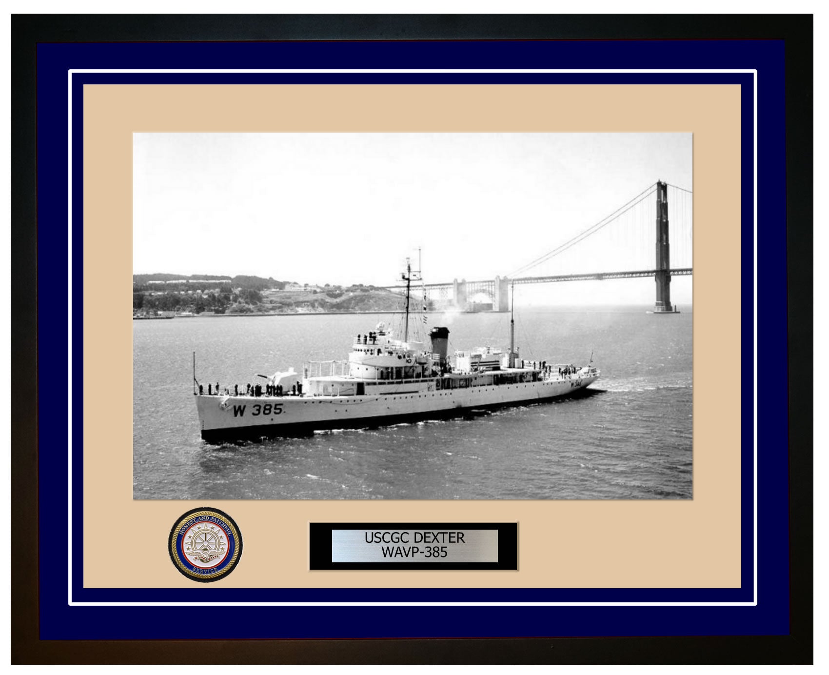 USCGC DEXTER WAVP 385 Framed Coast Guard Ship Photo Blue 290WAVP385