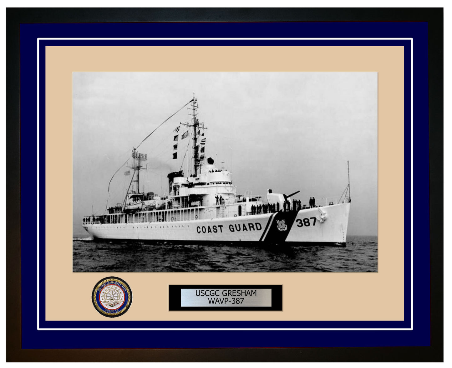 USCGC GRESHAM WAVP 387 Framed Coast Guard Ship Photo Blue 291WAVP387