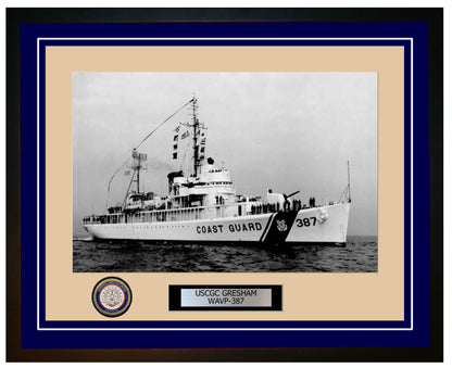 USCGC GRESHAM WAVP 387 Framed Coast Guard Ship Photo Blue 291WAVP387
