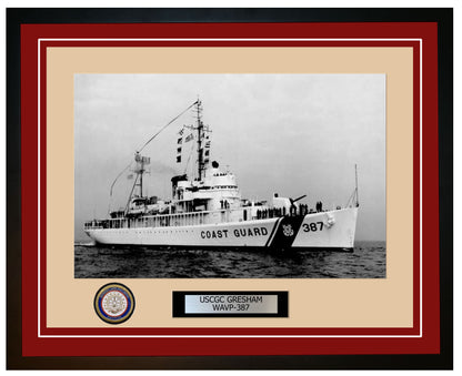 USCGC GRESHAM WAVP 387 Framed Coast Guard Ship Photo Burgundy 291WAVP387