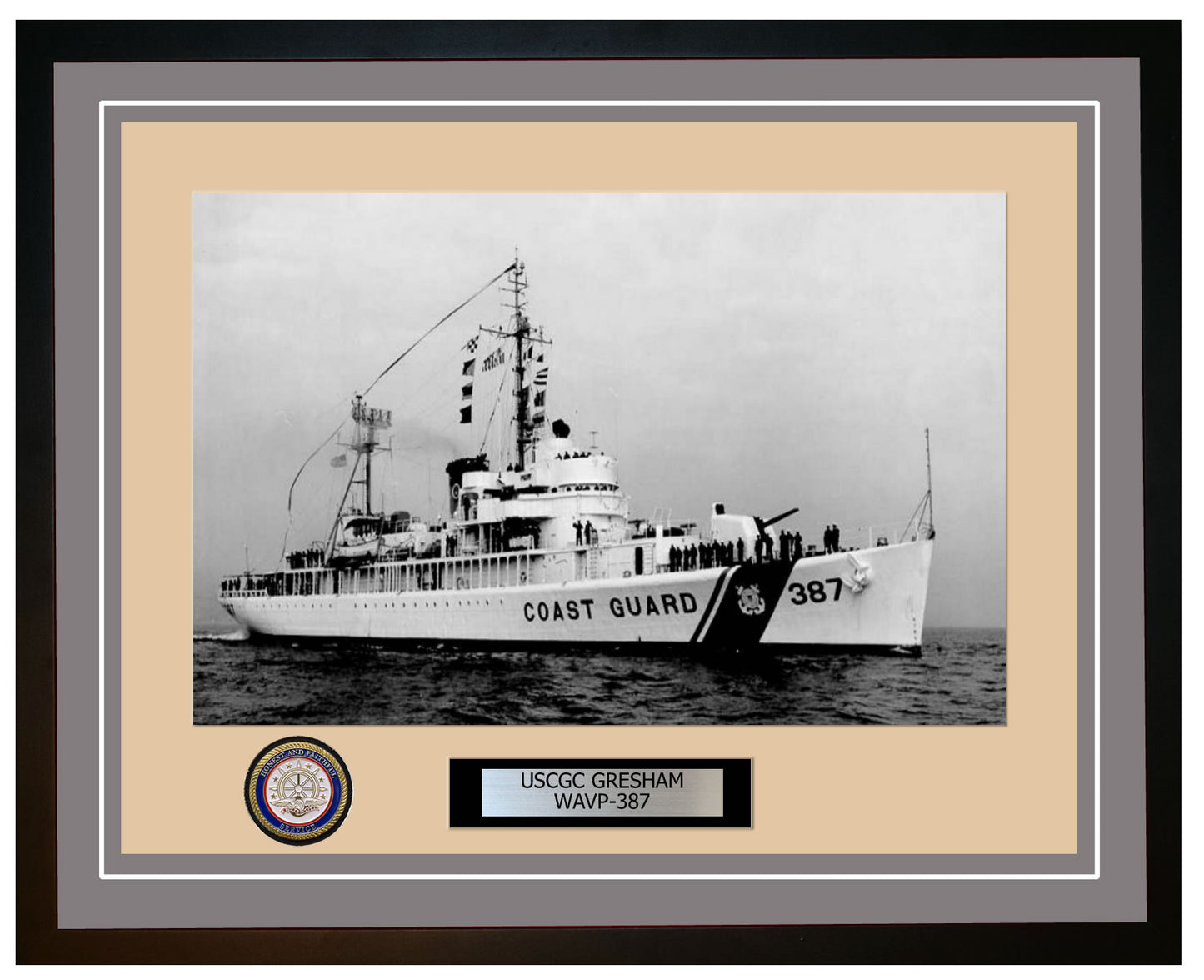 USCGC GRESHAM WAVP 387 Framed Coast Guard Ship Photo Grey 291WAVP387