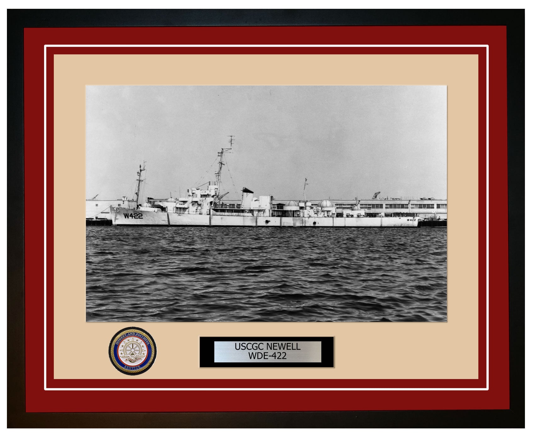 USCGC NEWELL WDE 422 Framed Coast Guard Ship Photo Burgundy 293WDE422
