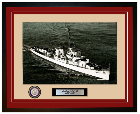 USCGC RICHEY WDE 485 Framed Coast Guard Ship Photo Burgundy 294WDE485