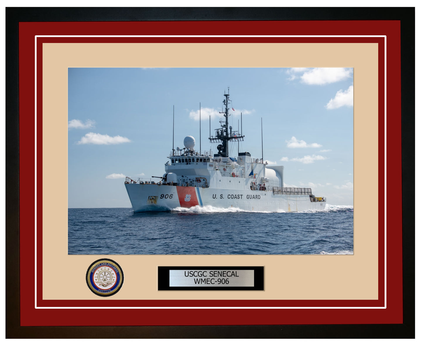 USCGC SENECAL WMEC 906 Framed Coast Guard Ship Photo Burgundy 295WMEC906