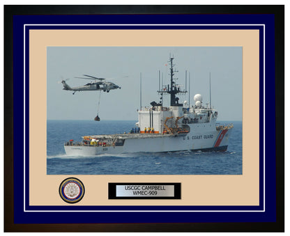 USCGC CAMPBELL WMEC 909 Framed Coast Guard Ship Photo Blue 296WMEC909