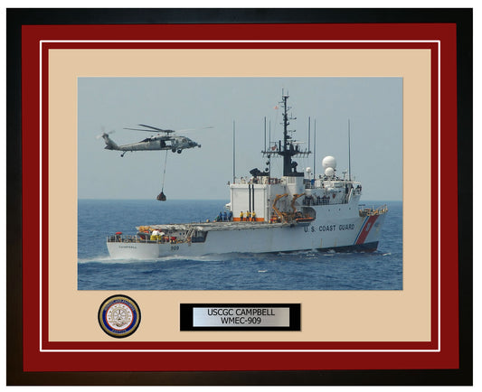 USCGC CAMPBELL WMEC 909 Framed Coast Guard Ship Photo Burgundy 296WMEC909