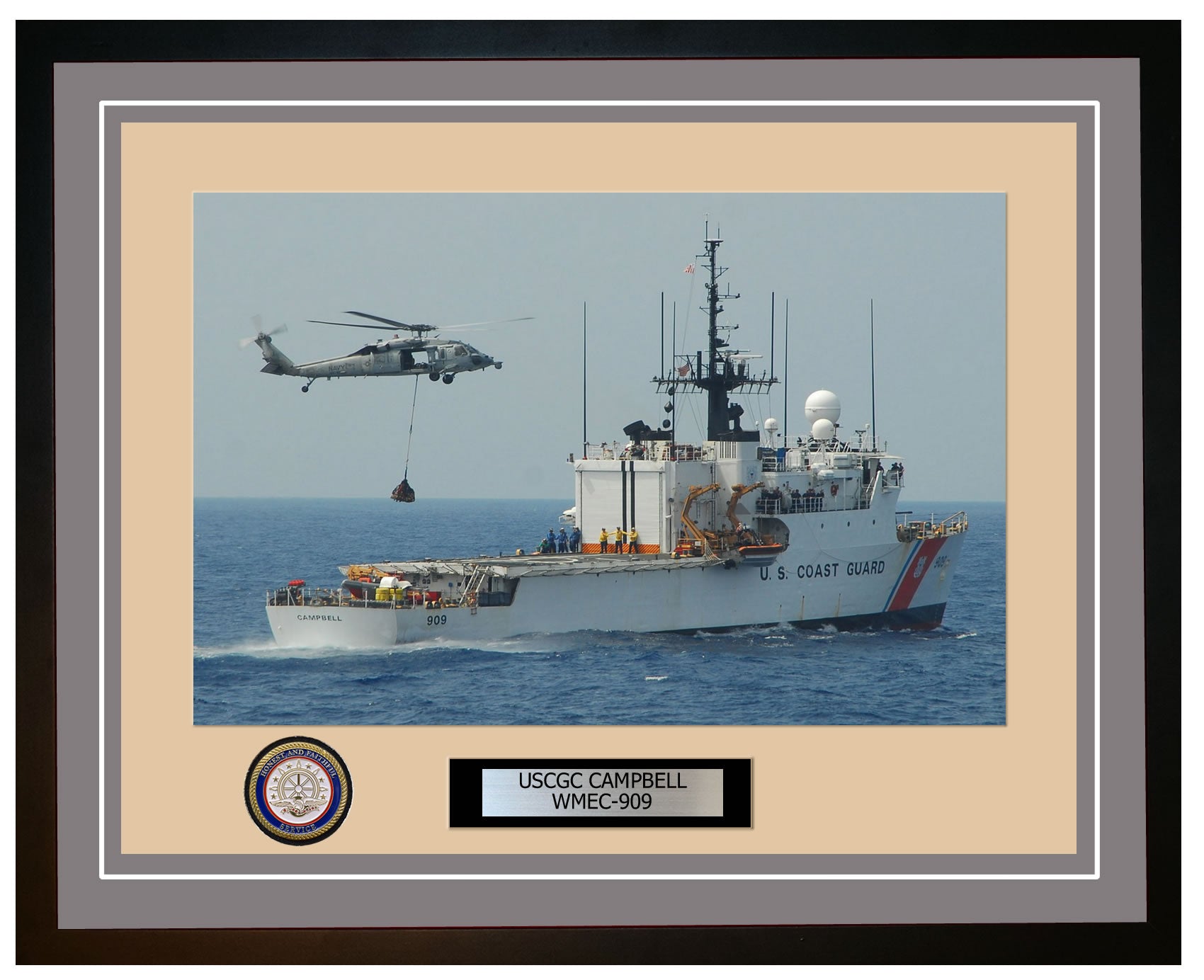 USCGC CAMPBELL WMEC 909 Framed Coast Guard Ship Photo Grey 296WMEC909