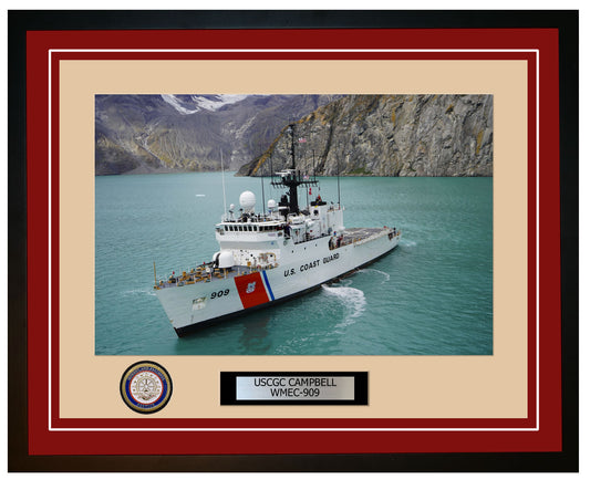 USCGC CAMPBELL WMEC 909 Framed Coast Guard Ship Photo Burgundy 297WMEC909