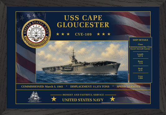 USS Cape Gloucester CVE-109 Framed Patriotic Art