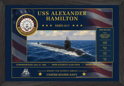 USS Alexander Hamilton SSBN-617 Framed Patriotic Art
