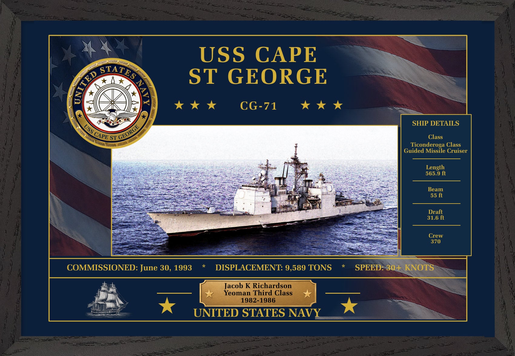 USS Cape St George CG-71 Framed Patriotic Art