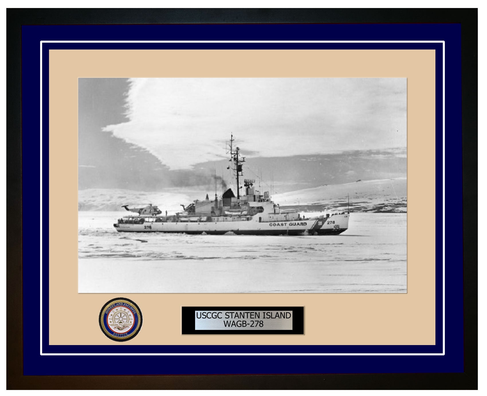 USCGC STANTEN ISLAND WAGB 278 Framed Coast Guard Ship Photo Blue 300WAGB278