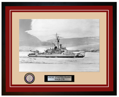 USCGC STANTEN ISLAND WAGB 278 Framed Coast Guard Ship Photo Burgundy 300WAGB278