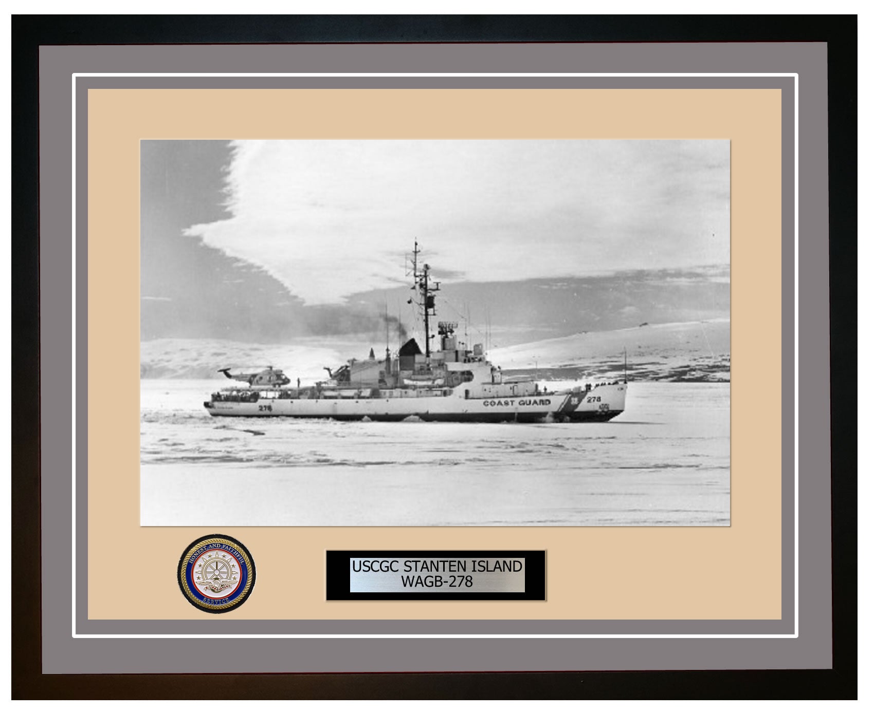 USCGC STANTEN ISLAND WAGB 278 Framed Coast Guard Ship Photo Grey 300WAGB278