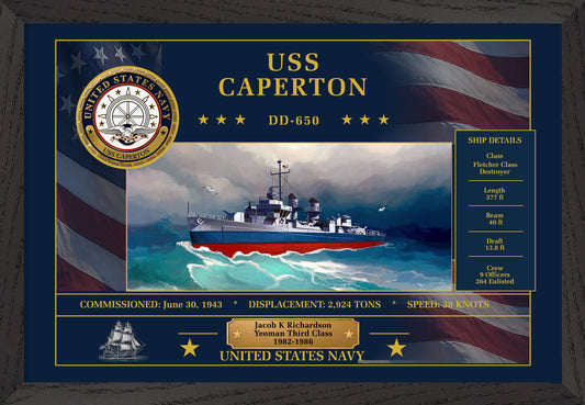 USS Caperton DD-650 Framed Patriotic Art