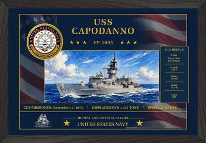 USS Capodanno FF-1093 Framed Patriotic Art