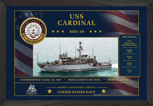 USS Cardinal MHC-60 Framed Patriotic Art