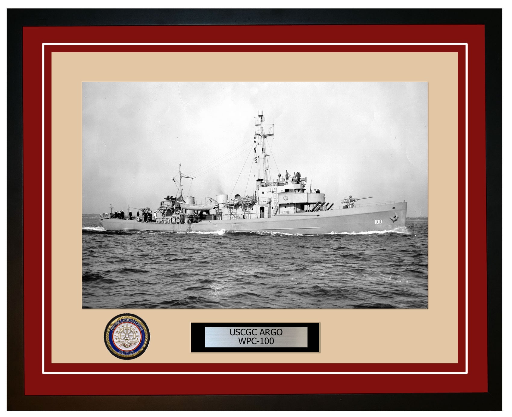 USCGC ARGO WPC 100 Framed Coast Guard Ship Photo Burgundy 309WPC100