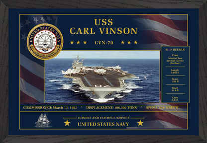 USS Carl Vinson CVN-70 Framed Patriotic Art